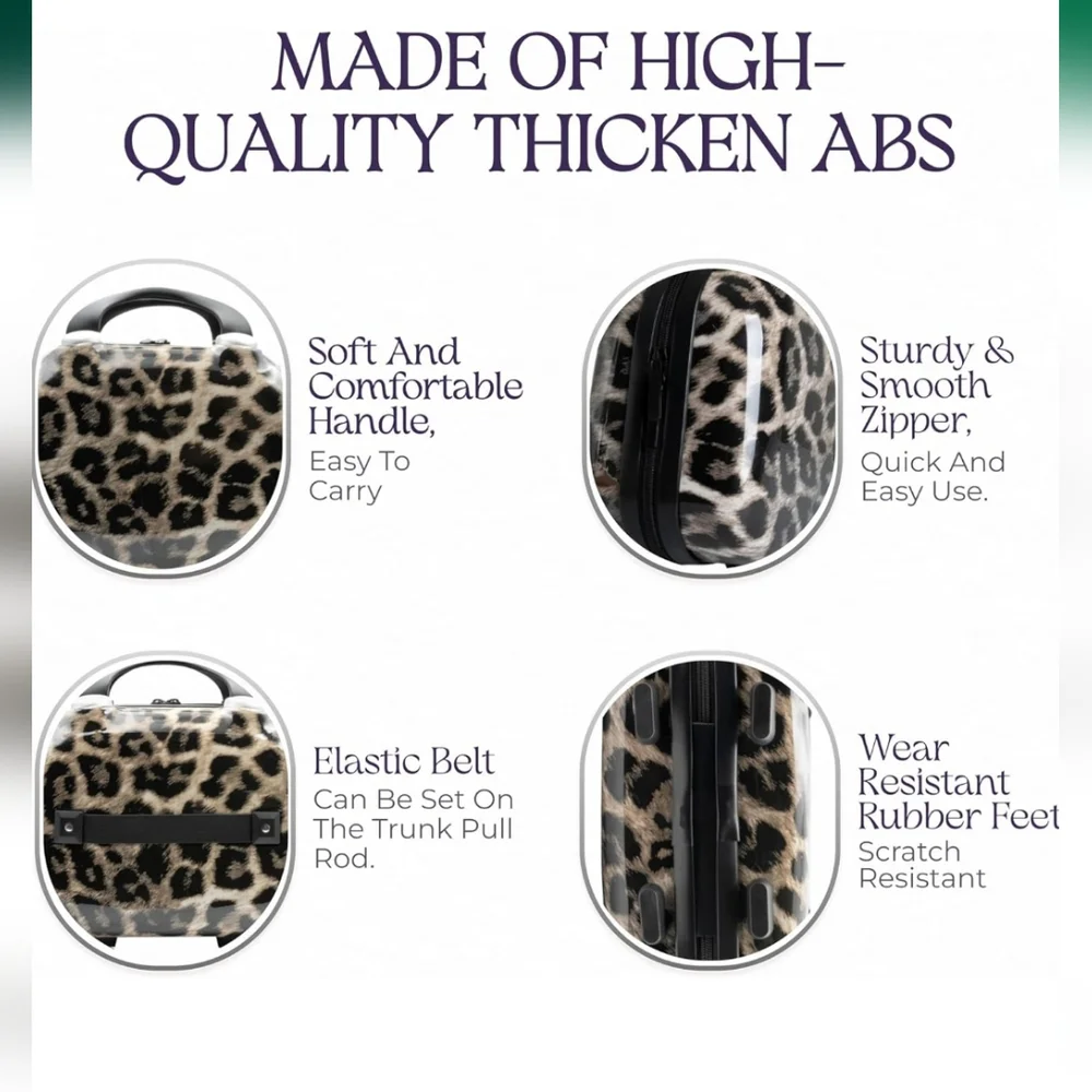 🆕Leopard Print Zippered Cosmetic Train Luggage Case